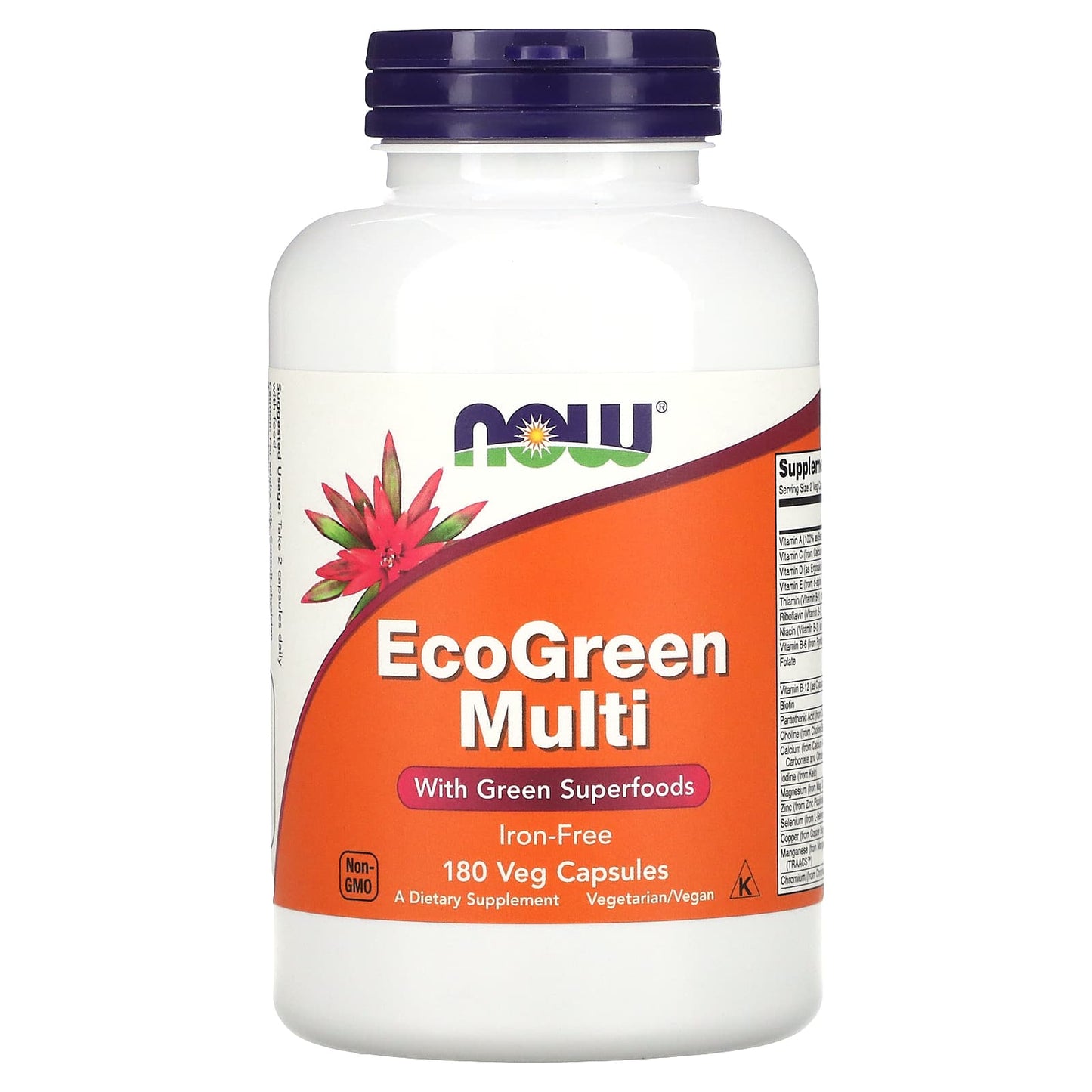 NOW Foods Green Multi, Iron Free 180 vegitable Capsules