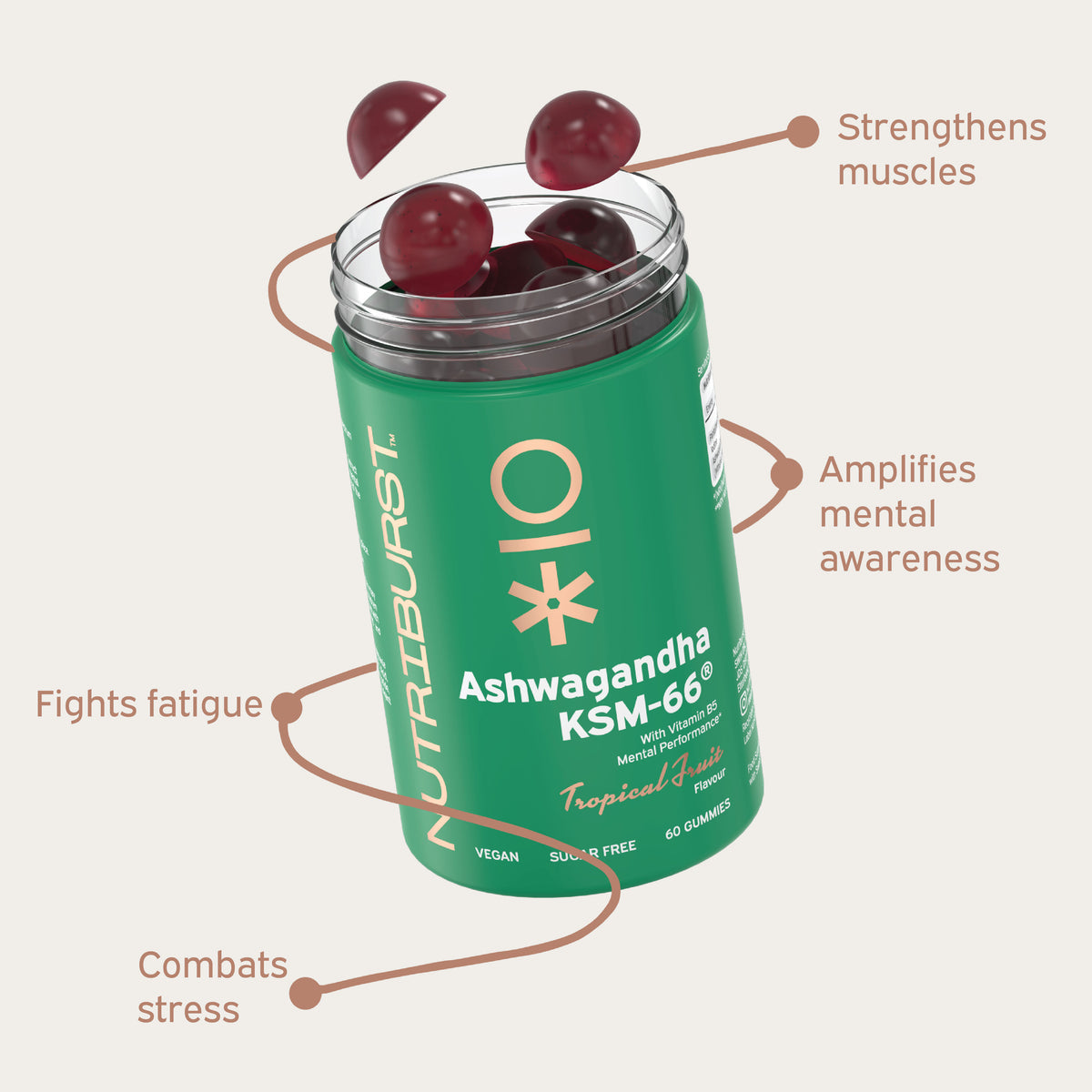 Nutriburst Ashwagandha KSM-66 60 Gummies