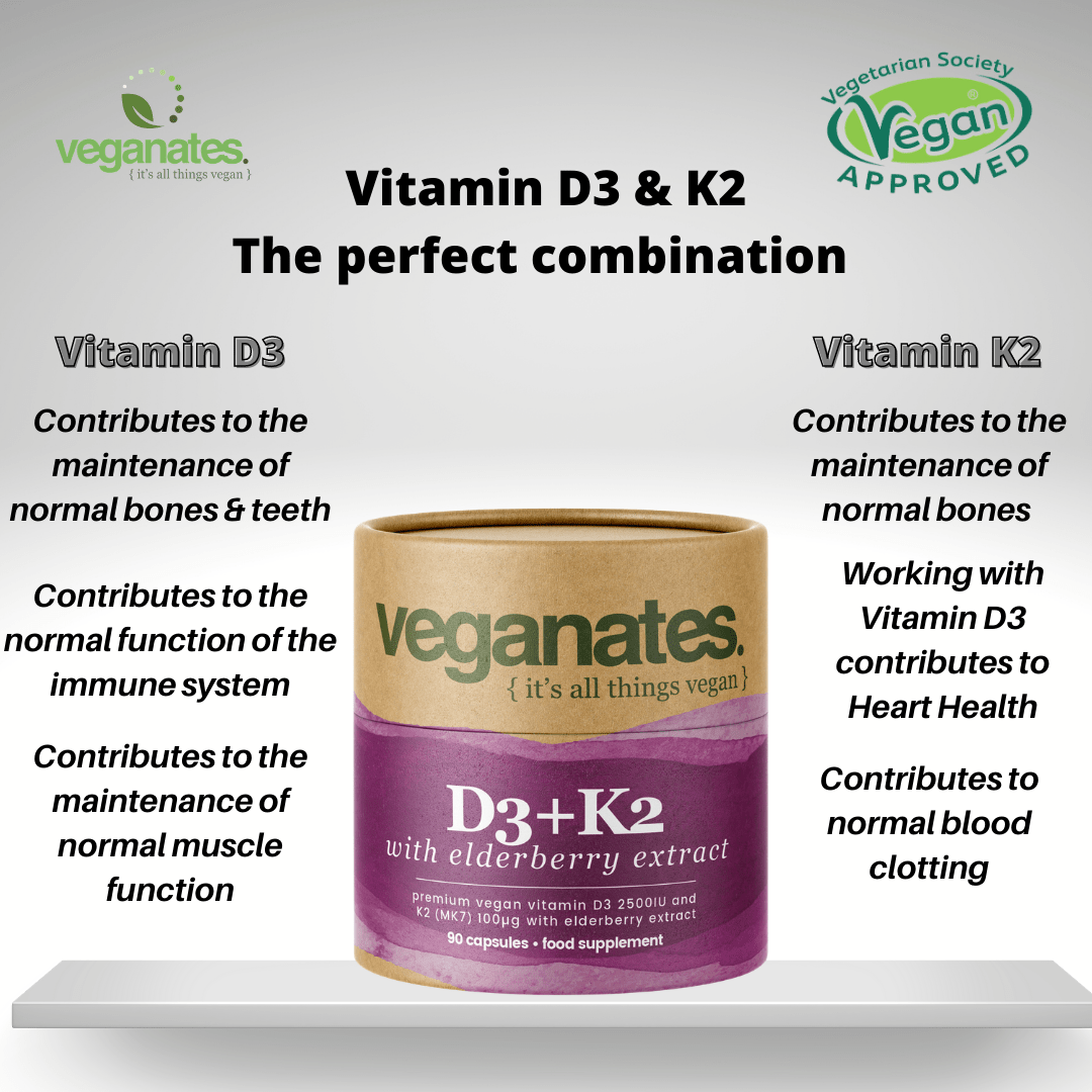 Veganates Vegan Vitamin D3 2500IU & K2 MK7 100µg With Elderberry Extract - Faithful Nutrition