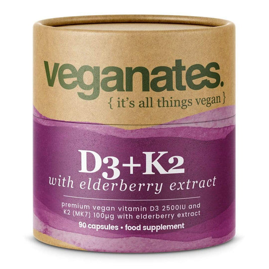 Veganates Vegan Vitamin D3 2500IU & K2 MK7 100µg With Elderberry Extract - Faithful Nutrition